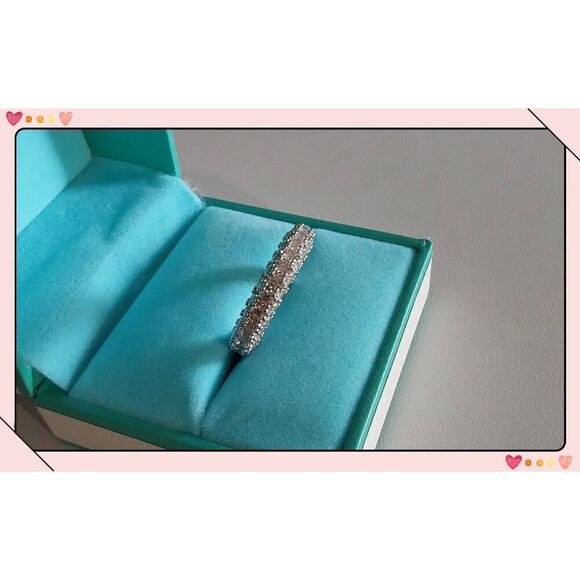 3 Ct. Round Genuine Diamond Simulant All Over Pave Studded Eternity Band Ding #8 - Picture 3 of 5